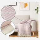 Geo Diamond - Recycled Cotton Throw in Blush - Image 4