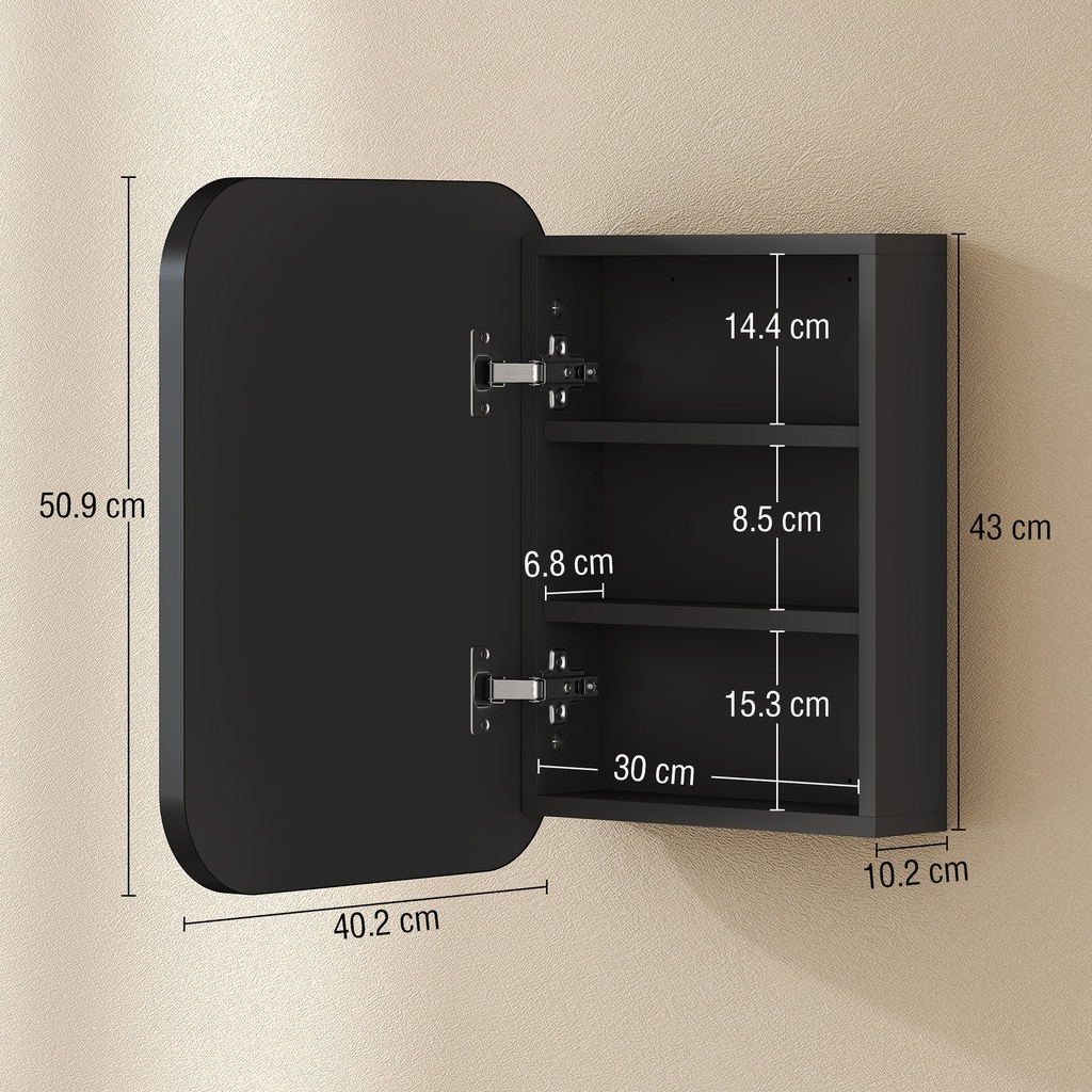 Bathroom Wall Cabinet with Mirror Black image 3
