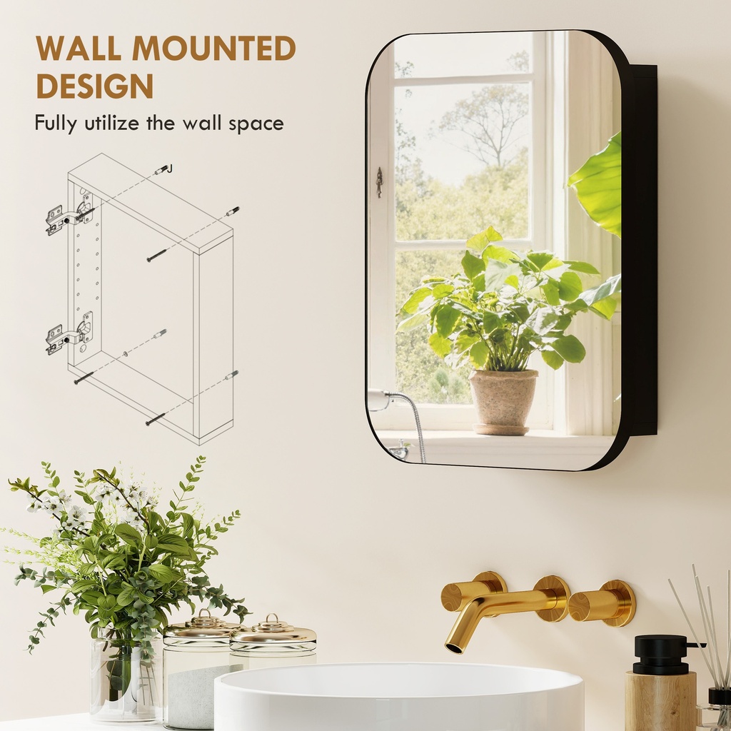 Bathroom Wall Cabinet with Mirror Black image 4