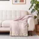 Geo Diamond - Recycled Cotton Throw in Blush - Image 5