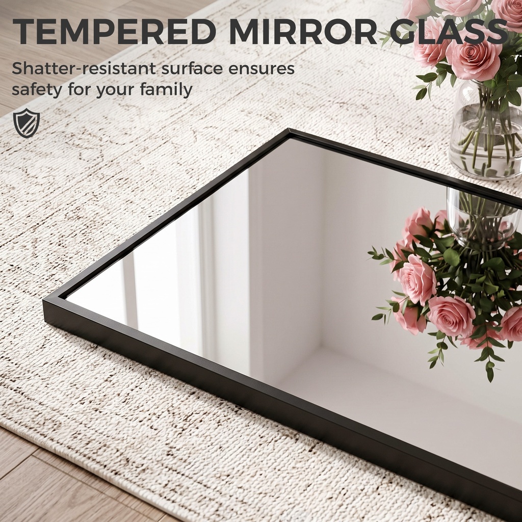 Full-Length Wall Mirror Adjustable Hooks Black 40x110cm image 6