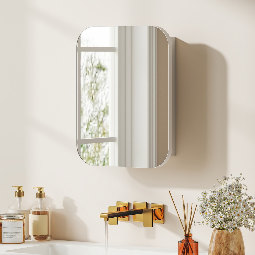 Bathroom Wall Cabinet with Mirror White image 2