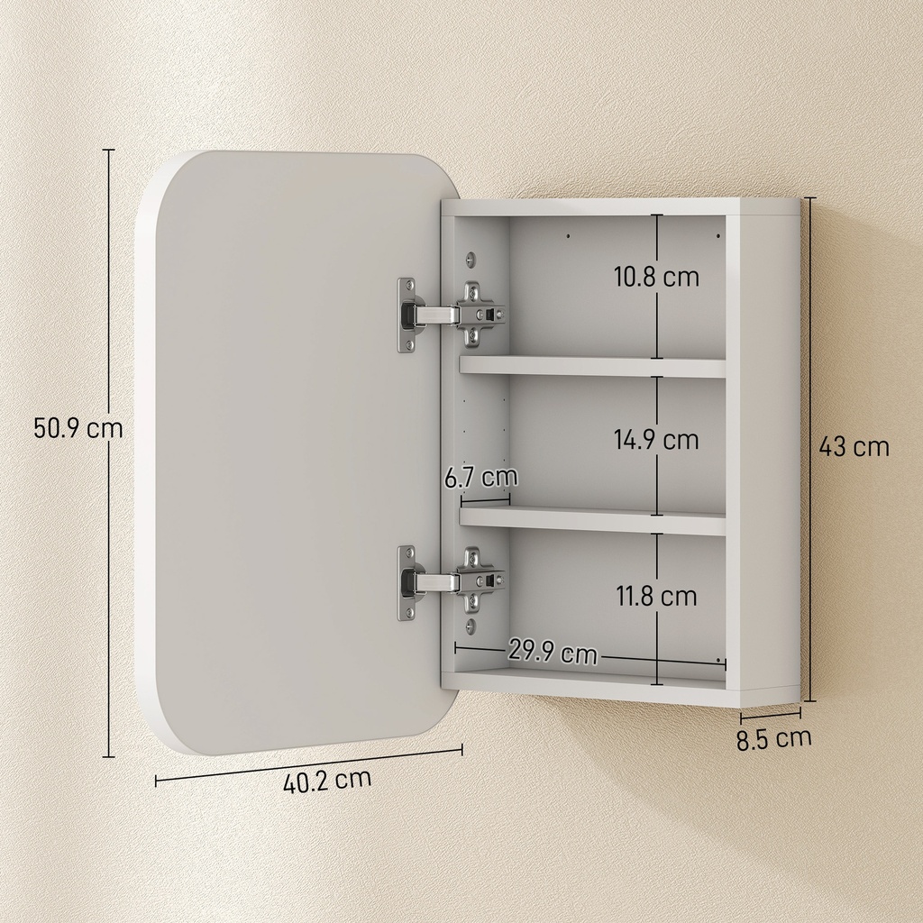 Bathroom Wall Cabinet with Mirror White image 3