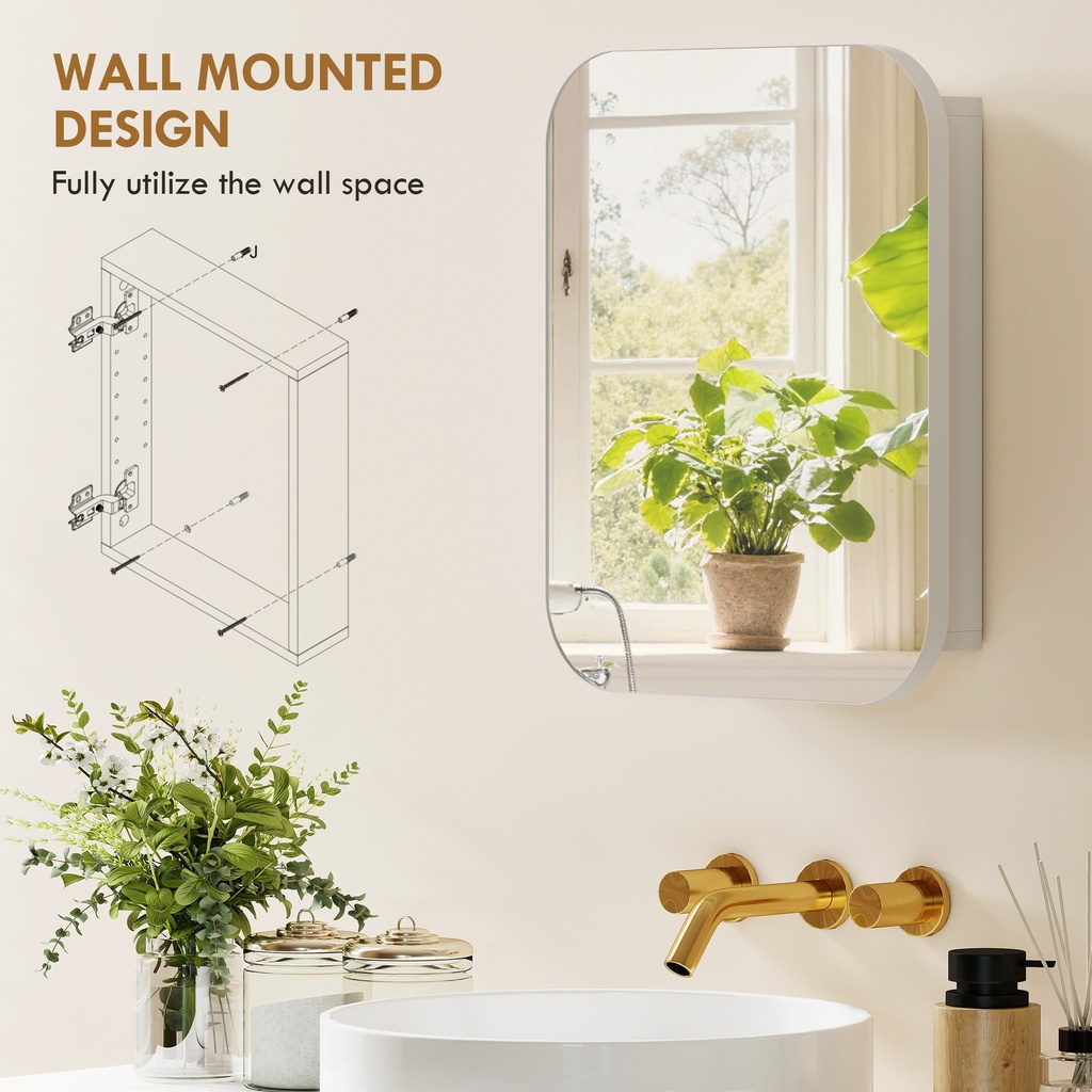 Bathroom Wall Cabinet with Mirror White image 4
