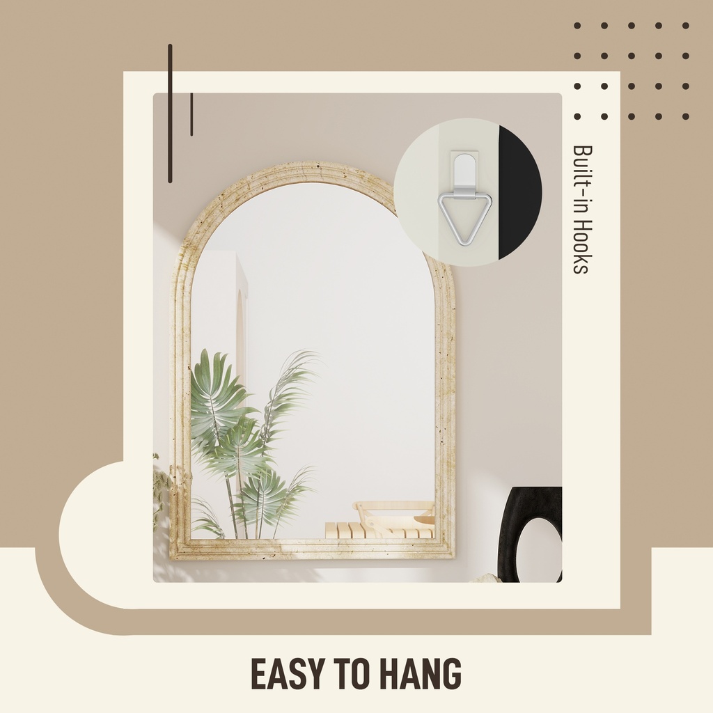 Wall-Mounted Arched Mirror Modern Beige image 5