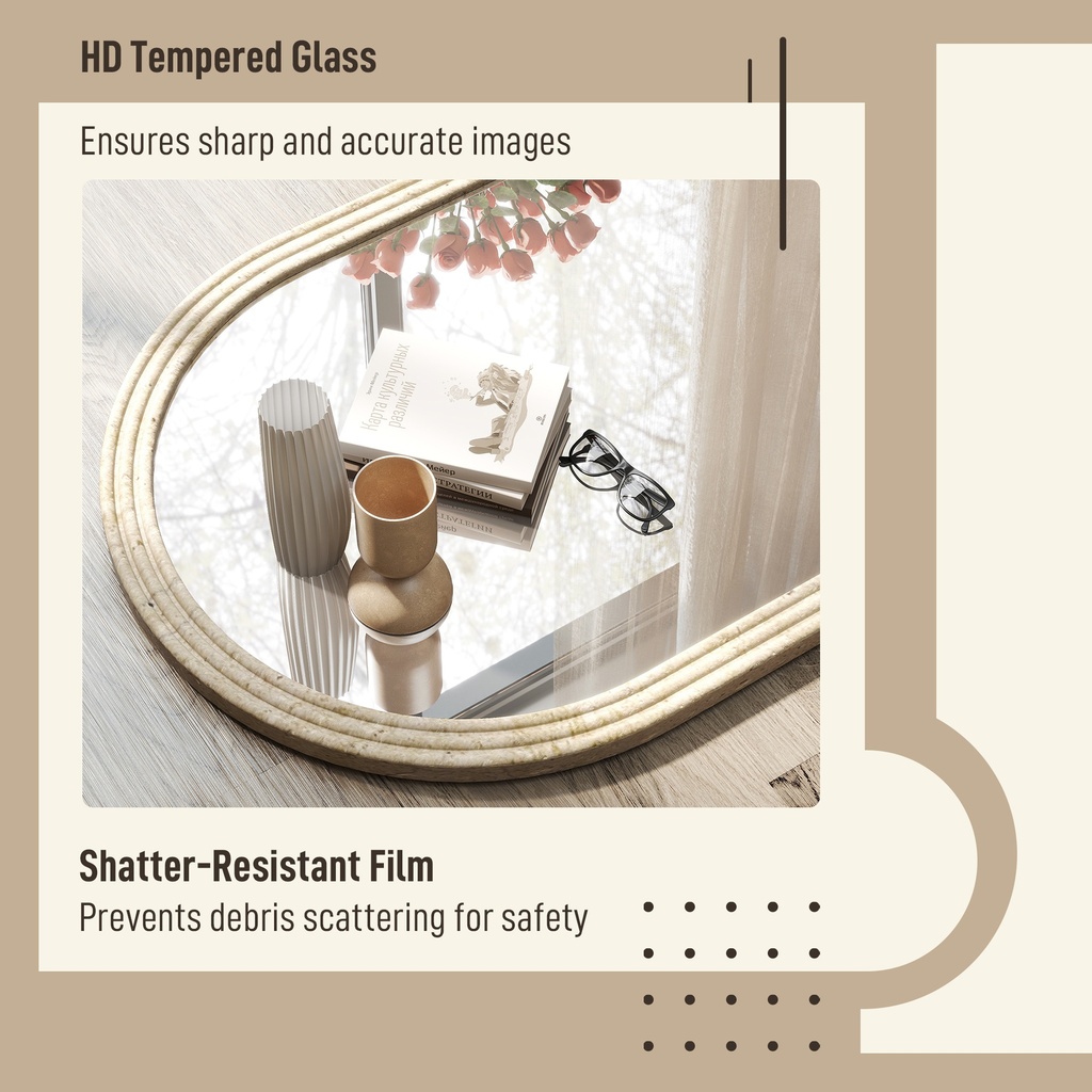 Wall-Mounted Arched Mirror Modern Beige image 6