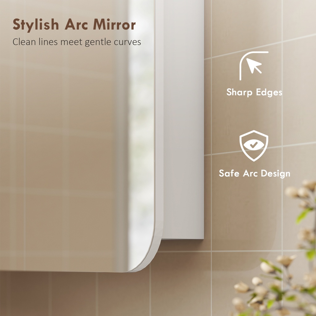 Arched Mirror Cabinet with Adjustable Shelves White image 4