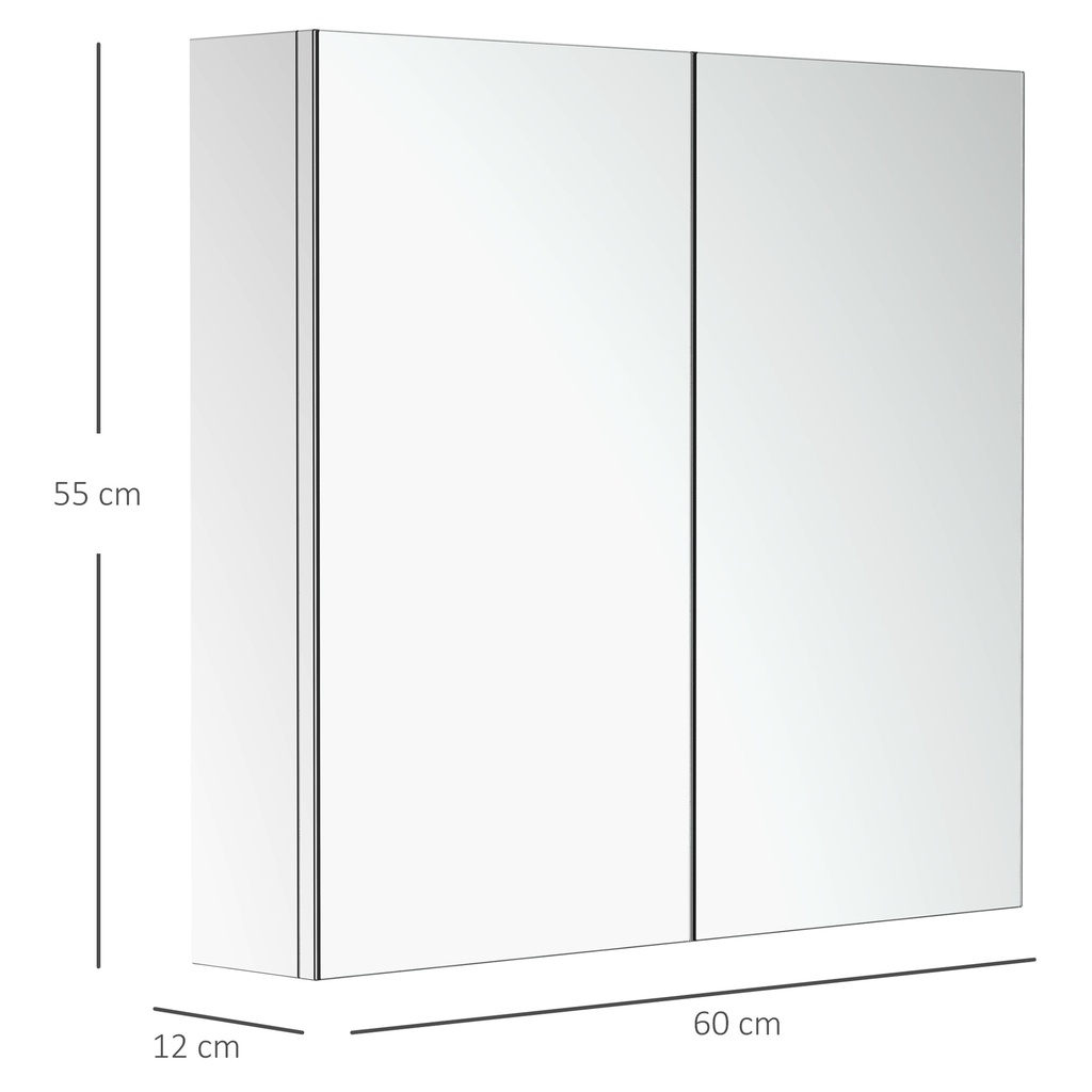 Stainless Steel Bathroom Mirror Cabinet 60x55cm image 3