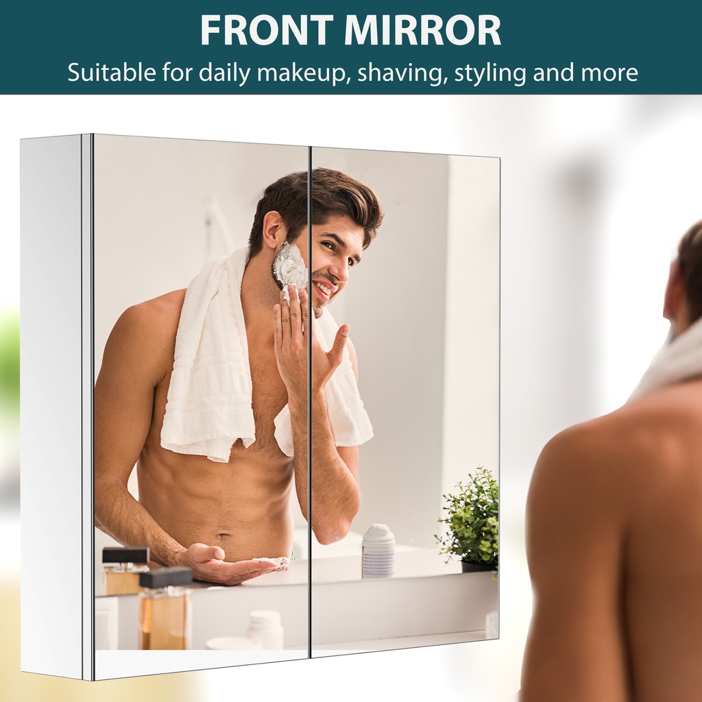 Stainless Steel Bathroom Mirror Cabinet 60x55cm image 4