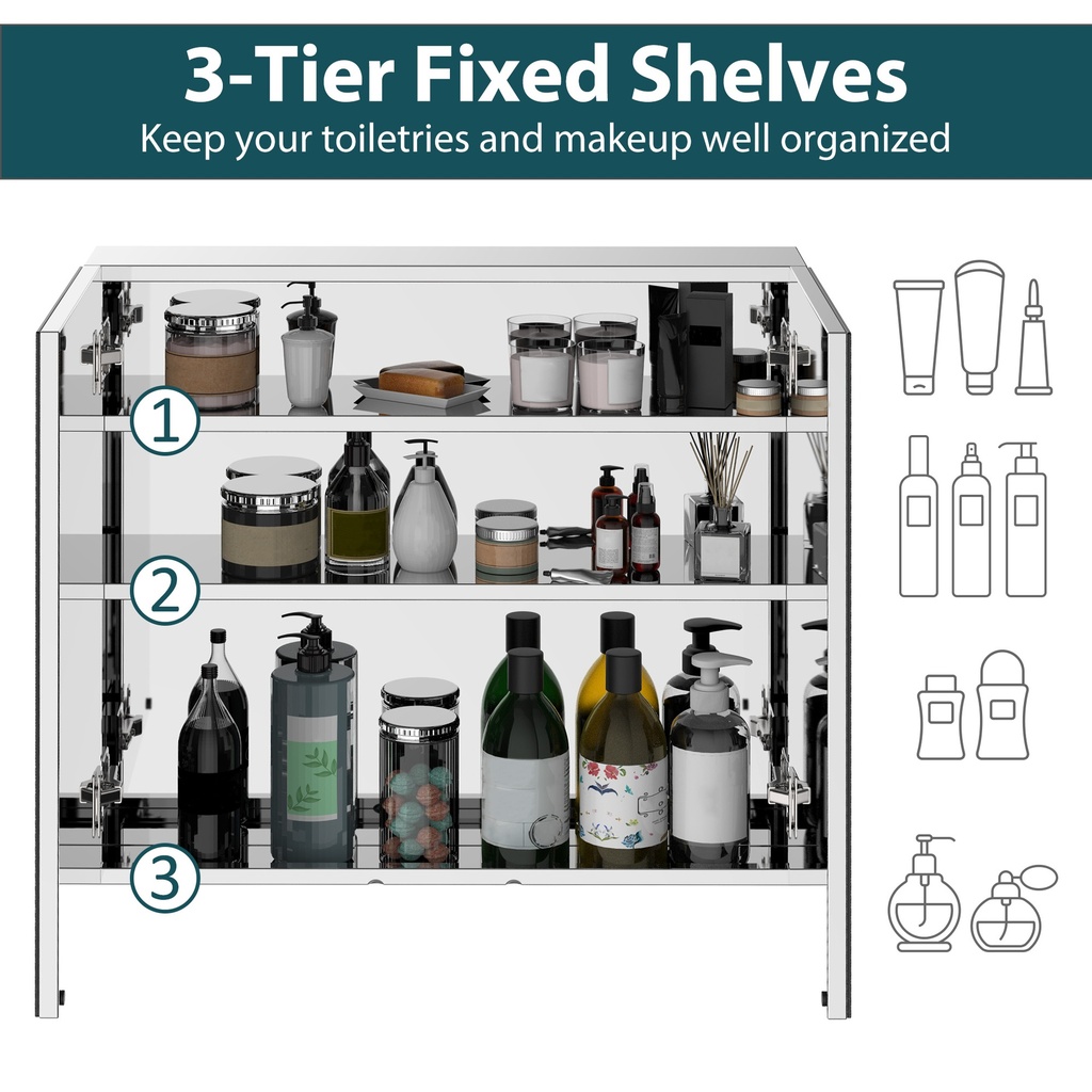 Stainless Steel Bathroom Mirror Cabinet 60x55cm image 6