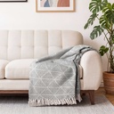 Geo Diamond - Recycled Cotton Throw in Silver - Image 5