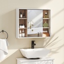 Wall-Mounted Mirror Cabinet with Shelf White image 2
