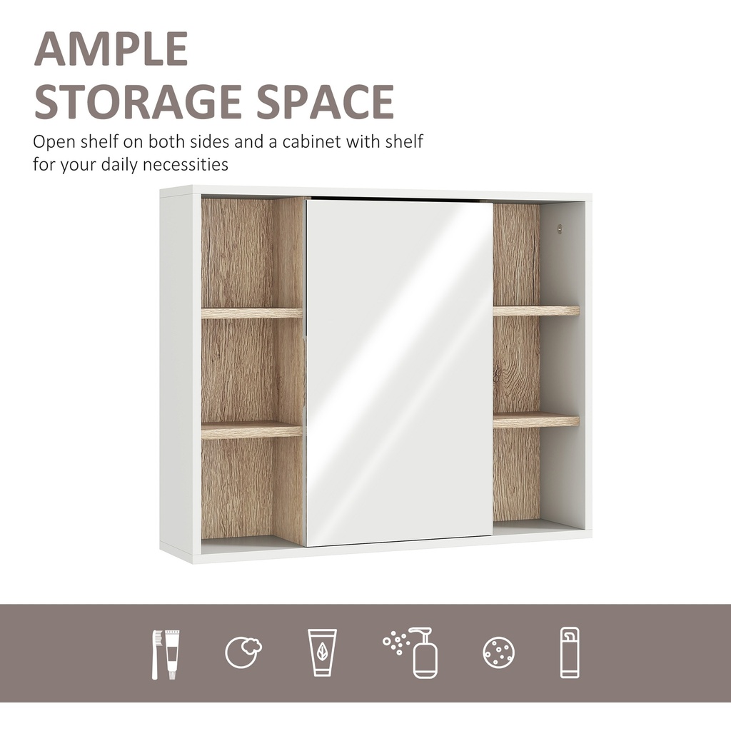 Wall-Mounted Mirror Cabinet with Shelf White image 4