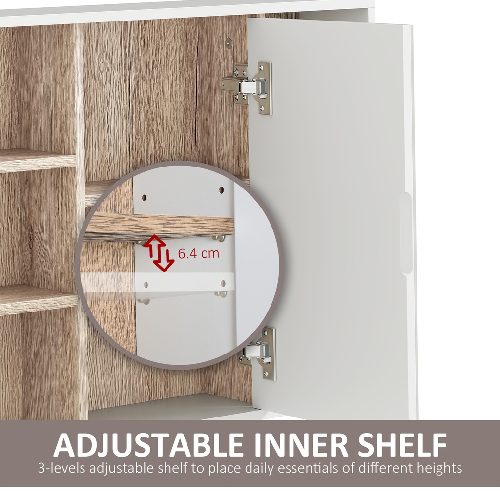 Wall-Mounted Mirror Cabinet with Shelf White image 6