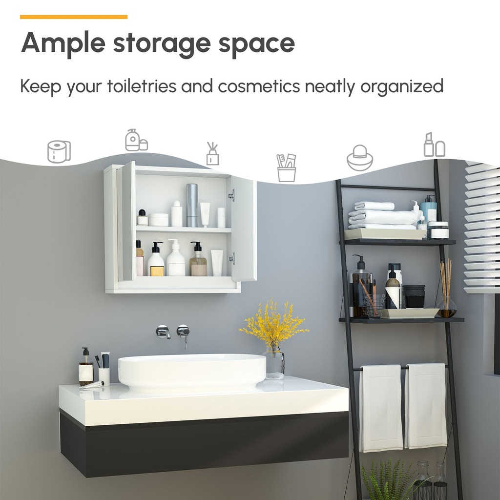 Wall-Mounted Bathroom Cabinet Double Door White image 6