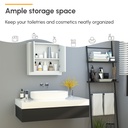 Wall-Mounted Bathroom Cabinet Double Door White image 6