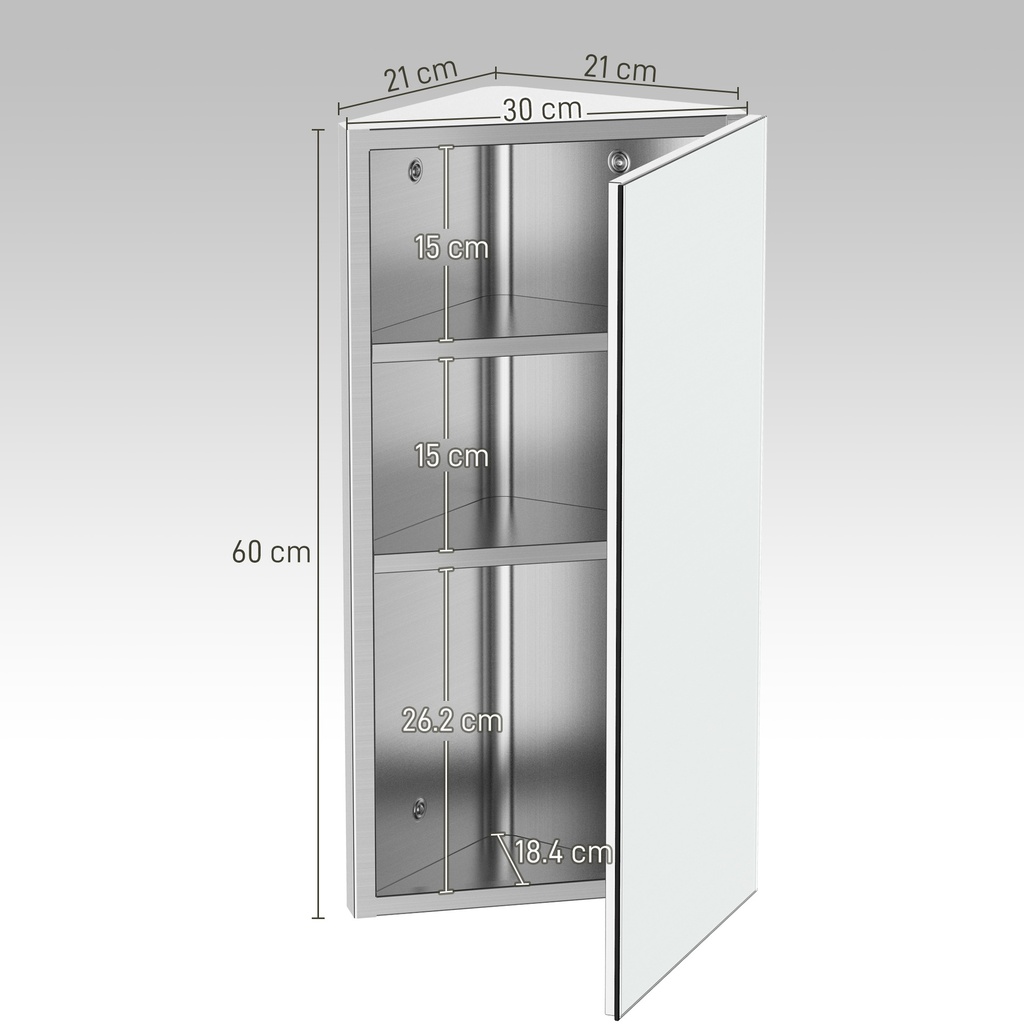 Stainless Steel Wall-Mounted Bathroom Cabinet 300mm image 3