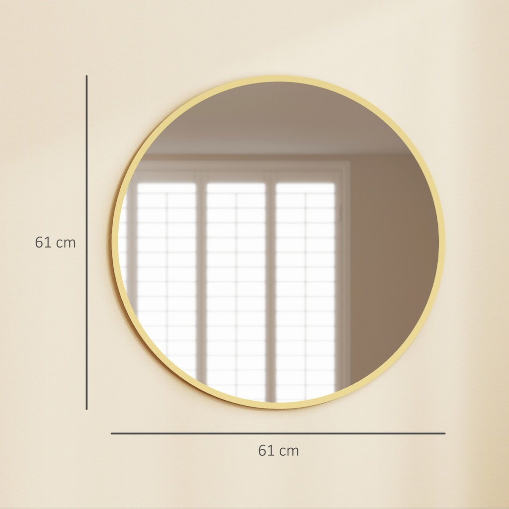 Round Wall Mirror Modern Gold 61cm image 3