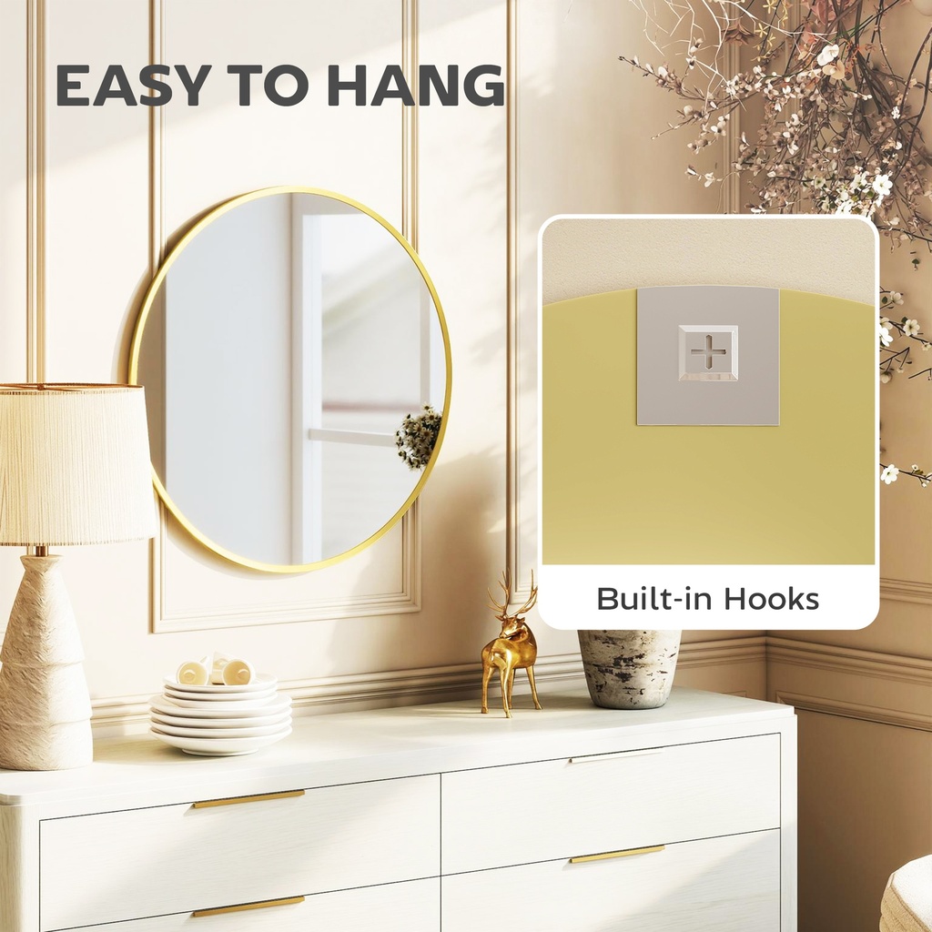 Round Wall Mirror Modern Gold 61cm image 6