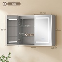 LED Mirrored Bathroom Cabinet Anti-Fog 60x80cm image 3