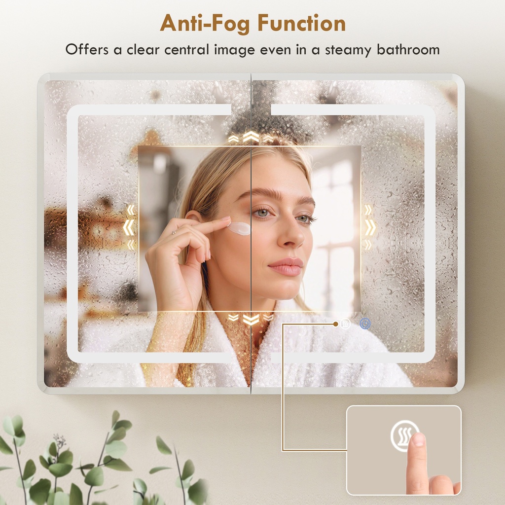 LED Mirrored Bathroom Cabinet Anti-Fog 60x80cm image 6