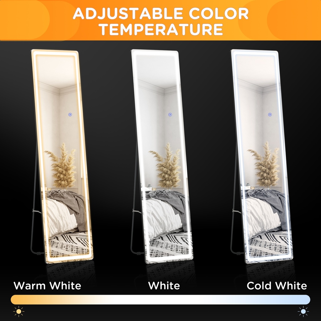 LED Full-Length Mirror Freestanding 3 Colour Modes image 5