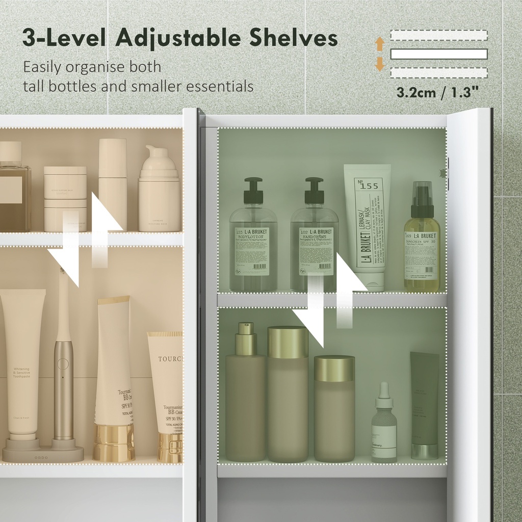 Bathroom Mirror Cabinet with Shelves - White image 5