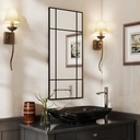 Decorative Wall Mirror with Hooks - Black image 2