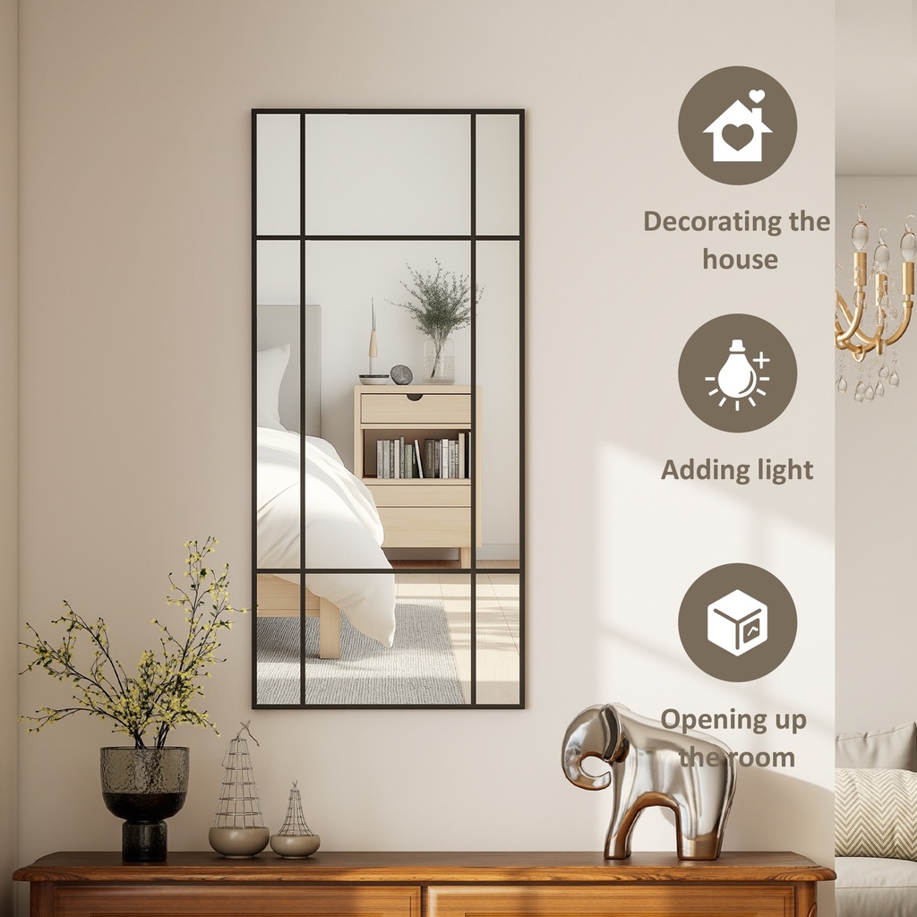 Decorative Wall Mirror with Hooks - Black image 4