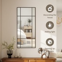 Decorative Wall Mirror with Hooks - Black image 4