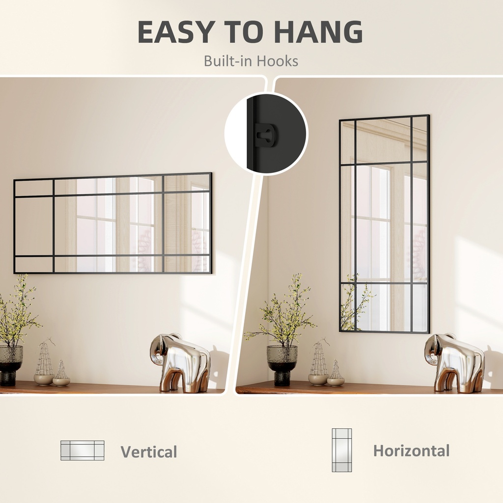 Decorative Wall Mirror with Hooks - Black image 5