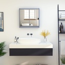 Wall Mounted Mirror Cabinet Grey with Storage Shelf image 2