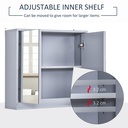 Wall Mounted Mirror Cabinet Grey with Storage Shelf image 4