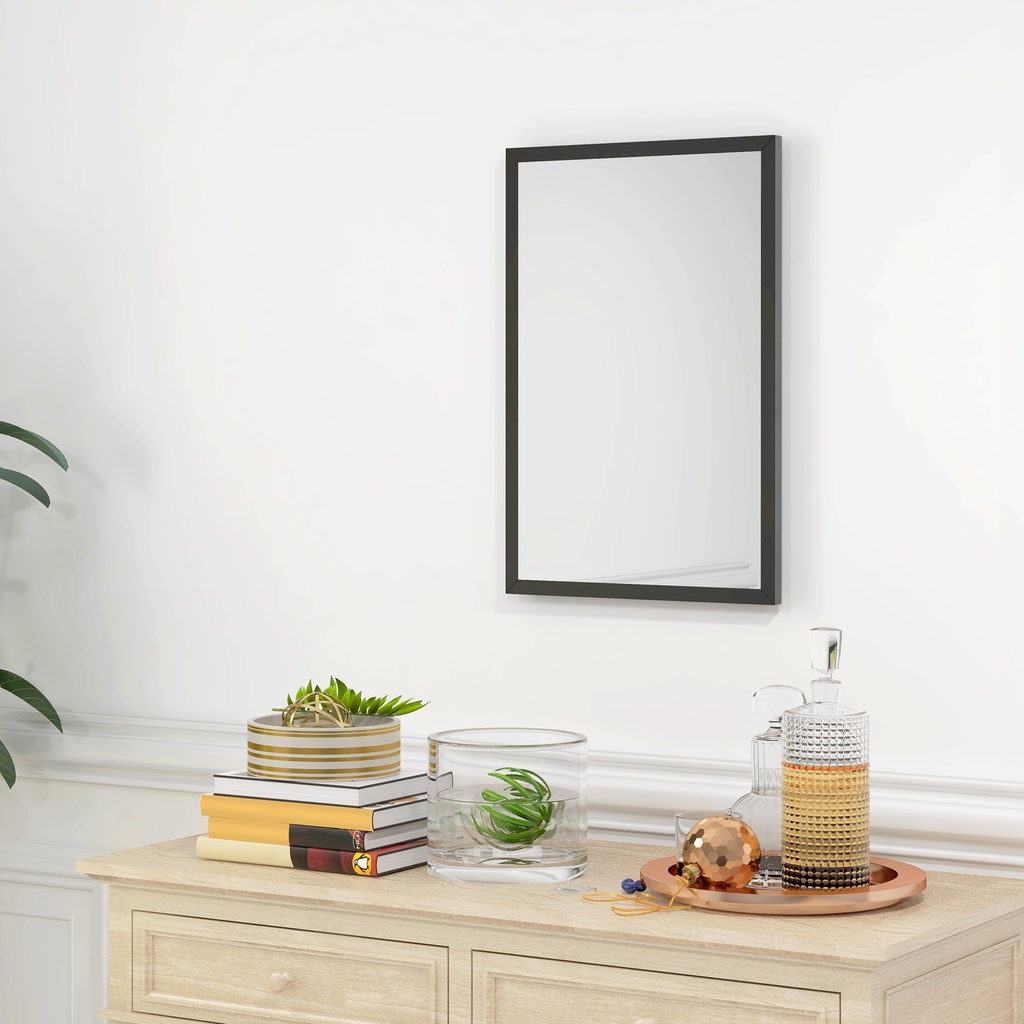 Wall-Mounted Mirror 60x40cm for Living Room Black image 2
