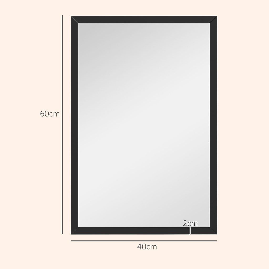 Wall-Mounted Mirror 60x40cm for Living Room Black image 3