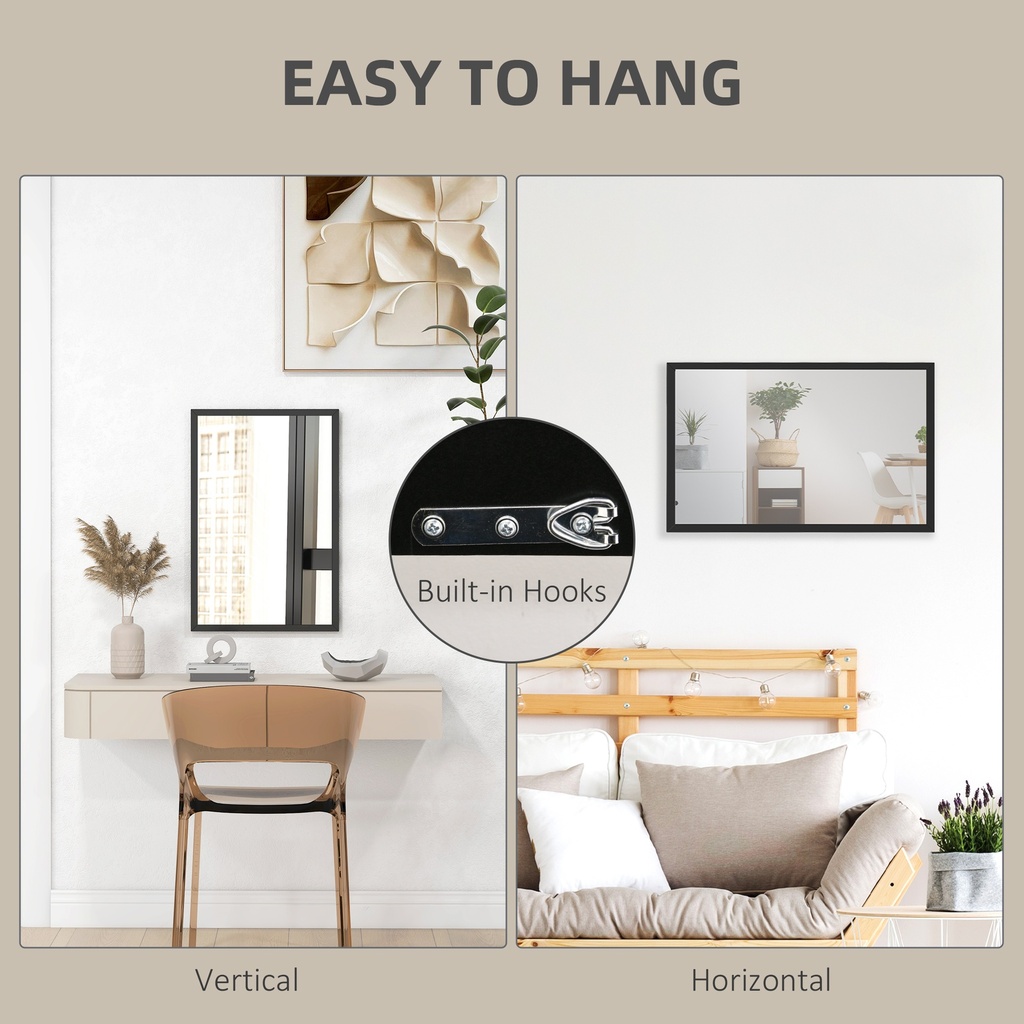 Wall-Mounted Mirror 60x40cm for Living Room Black image 5