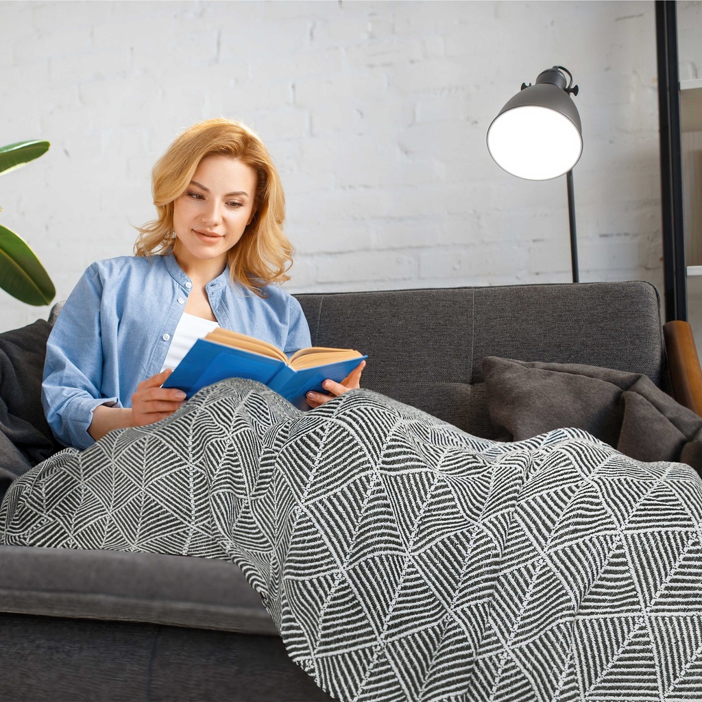 Geo Diamond - Recycled Cotton Throw in Black - Image 3