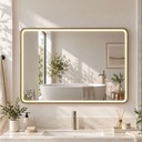 LED Bathroom Mirror Dimmable Anti-Fog Bluetooth 100x70cm Gold image 2