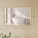 LED Bathroom Mirror Dimmable Anti-Fog Bluetooth 100x70cm Gold image 3