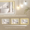 LED Bathroom Mirror Dimmable Anti-Fog Bluetooth 100x70cm Gold image 5