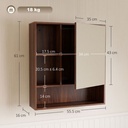 Mirror Cabinet Wall-Mounted Adjustable Shelves Walnut Brown image 3
