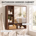 Mirror Cabinet Wall-Mounted Adjustable Shelves Walnut Brown image 4