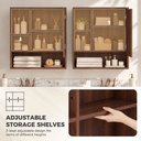 Mirror Cabinet Wall-Mounted Adjustable Shelves Walnut Brown image 6