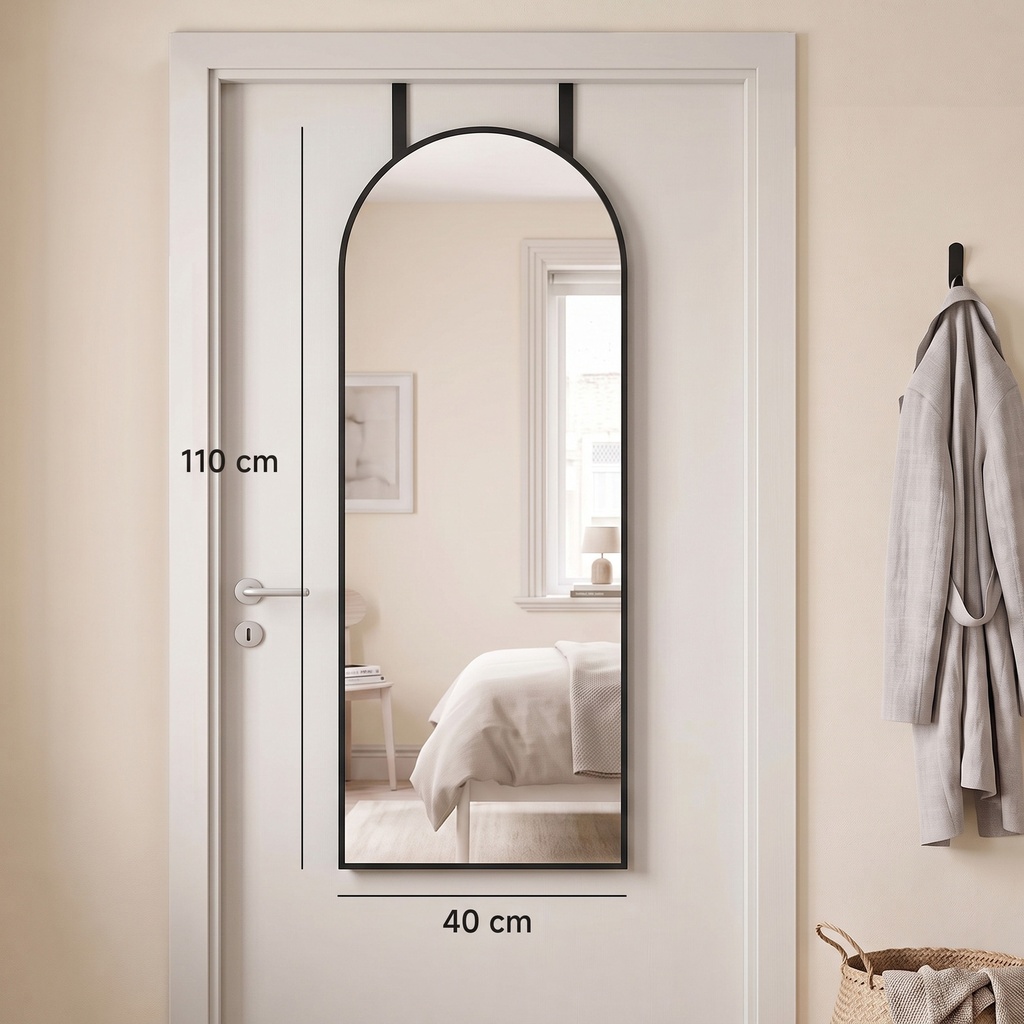 Full-Length Arched Mirror Wall-Mounted 40x110cm Black image 3