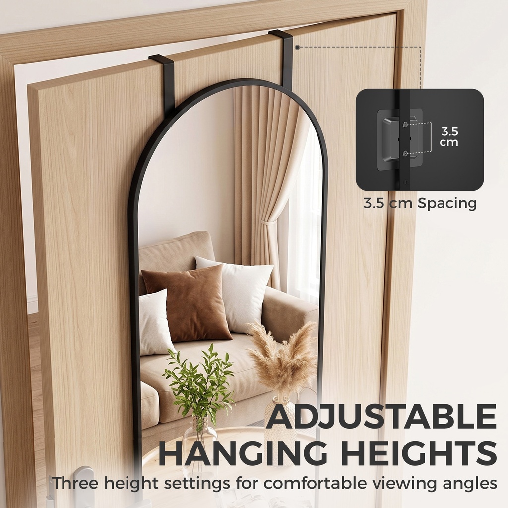 Full-Length Arched Mirror Wall-Mounted 40x110cm Black image 5