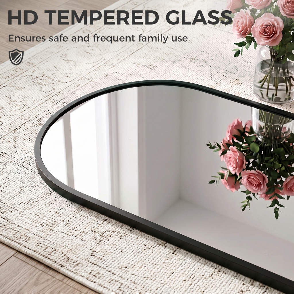 Full-Length Arched Mirror Wall-Mounted 40x110cm Black image 6