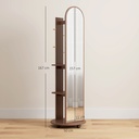Full-Length Mirror Coat Rack Storage Shelves Wood Brown image 4