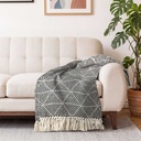 Geo Diamond - Recycled Cotton Throw in Black - Image 5