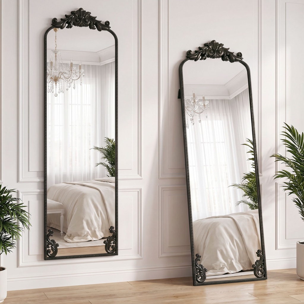Full-Length Floor Mirror Baroque Metal Frame 50x160cm image 2