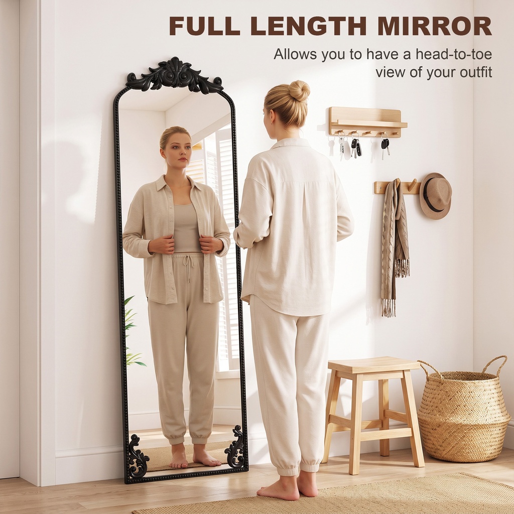 Full-Length Floor Mirror Baroque Metal Frame 50x160cm image 4
